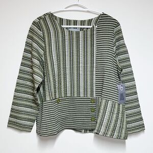 NWT Habitat Fiesta Striped Swing Pullover Boho Top Guacamole Sz S/M